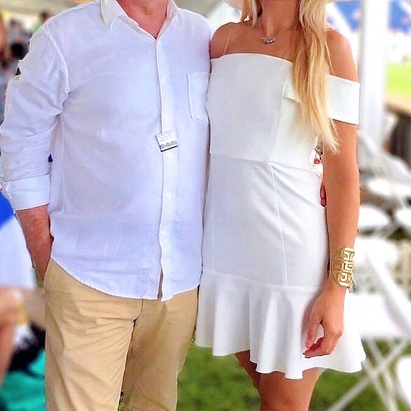 🐚 NICHOLAS IVORY COLD SHOULDER CORSET RUFFLE MINI DRESS! - Picture 4 of 16